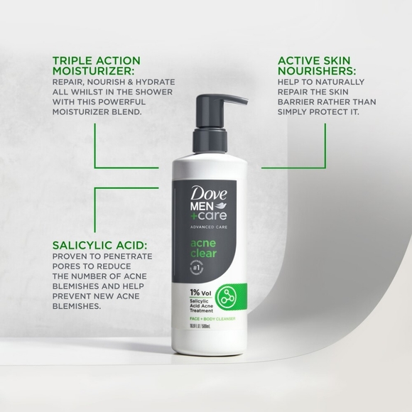 🐢2/$15 Dove Men+Care Advanced Care Acne Clear Face + Body Cleanser - Picture 6 of 9